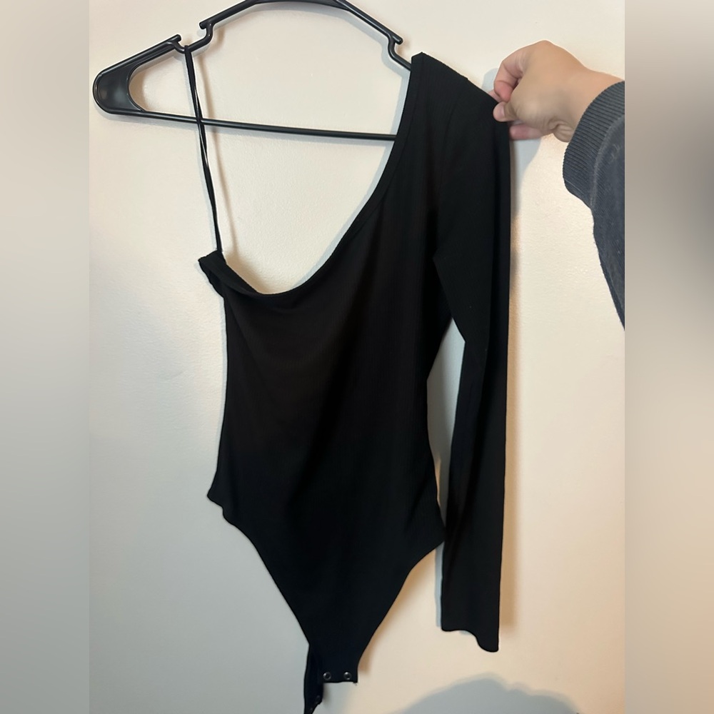 American Eagle Black One-Shoulder Bodysuit